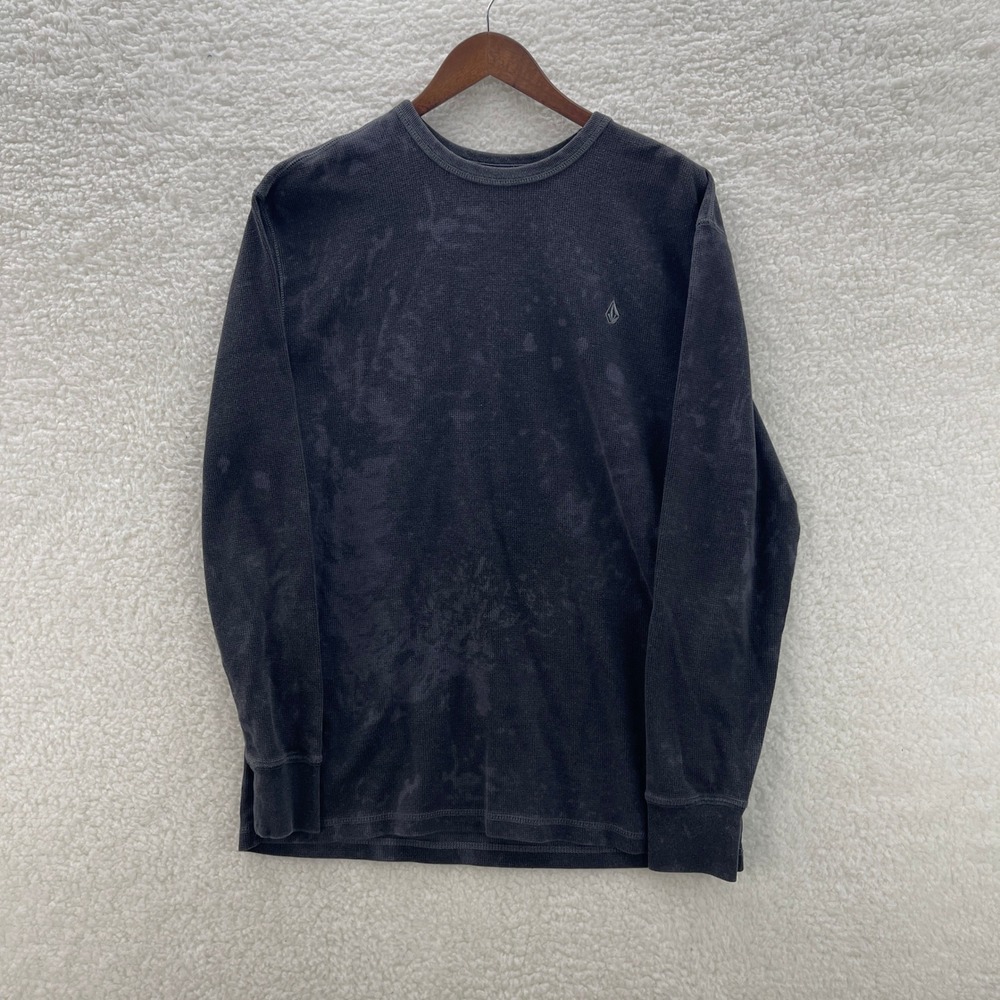 Volcom Shirt Mens XXL Gray Thermal Henley Waffle Knit Y2K Surf Grunge Skate 90s